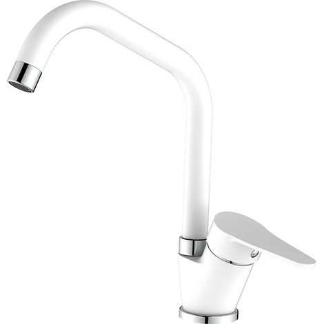 Miscelatore lavello bocca alta bianco opaco con risparmio acqua – Serie Allen (1/3)