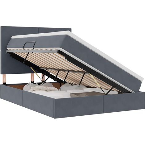 Maison Exclusive - LED-Speicherbett mit Matratze Dunkelgrau 140 x