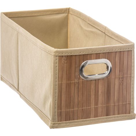 5Five Simply Smart – Panier de rangement en bambou et polypropylène 15 x 31 x 15 cm – Élégant et facile à nettoyer – Pour salle de bains et armoire