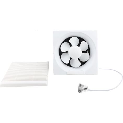 Cappa aspirante silenziosa da parete in plastica con griglia e cavo di alimentazione, ideale per cucine, bagni e cantine. Dimensioni: 23 x 23 x 12,5 cm. (1/2)