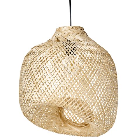 Lámpara colgante moderna pantalla de bambú de forma irregular estilo boho tejida sala de estar comedor iluminación natural Gurabo