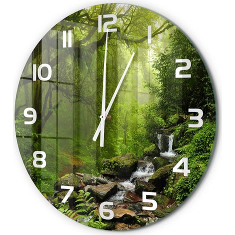 Horloge Murale Ronde Verre Décoratif Silencieuse Moderne Salon Cuisine Jungle au Népal fi 60 cm (1/5)