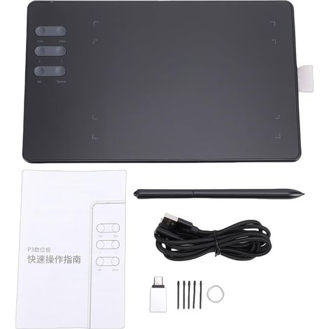 Tableta de dibujo digital con 16384 niveles de presión, lápiz óptico sin batería para usuarios / (P3) (1/5)