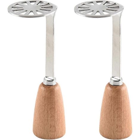 Lot de 2 presse-purée en acier inoxydable, presse-avocat, presse-citrouille avec manche en bois-15.00X6.50X5.00CM-Multi (1/4)