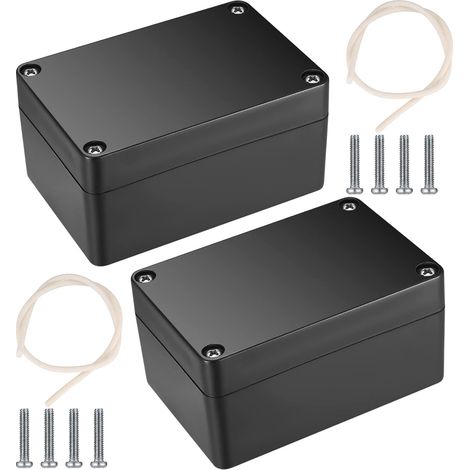2 Pieces Waterproof Junction Box, Junction Box, Outdoor Electrical Waterproof Project Enclosure, Plastic Cable Connection Box for DIY Electronics - 100 x 68 x 50 mm/Black (1/5)