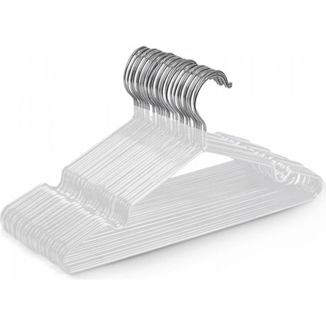 Lot de 20 cintres en métal blanc de haute qualité, recouverts de caoutchouc, mesurant 40 x 19,5 x 0,32 cm, peu encombrants et adaptés aux armoires. (1/5)
