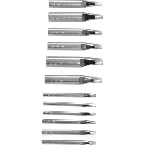 12 pièces Poinçon à Cuir en Acier Carbone pour Travail du Cuir, Outils de Marquage et Perforation de Ceinture (1/5)