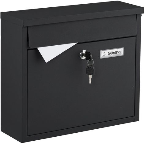 Wandmontierter Briefkasten aus Eisen, großer Einwurfschlitz, 4 Schlüssel inklusive