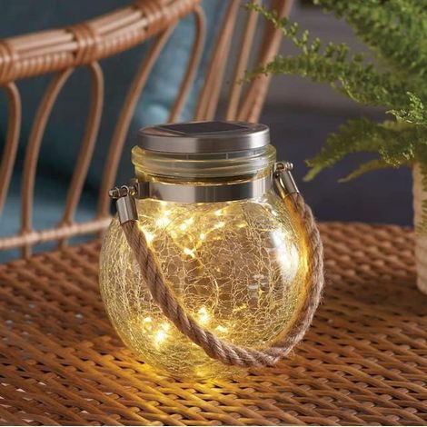 Lanterne solaire de jardin à LED Éclairage extérieur et décoration table craquelé Verre (1/5)