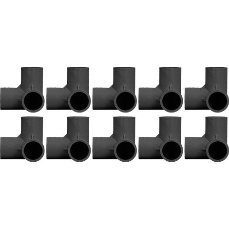 Raccords de tuyau PVC noir 25mm diamètre intérieur, 10 pièces de raccord en T et coude à 3 voies, connecteur d'angle pour plomberie. (1/5)