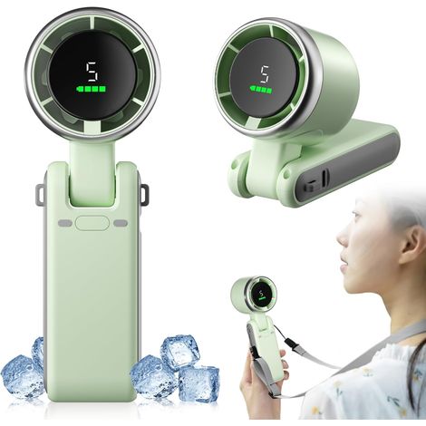 Wiederaufladbarer tragbarer Mini-Ventilator, 5 einstellbare Geschwindigkeiten, 4000 mAh Mini-tragbarer elektrischer Reiseventilator, batteriebetrieben