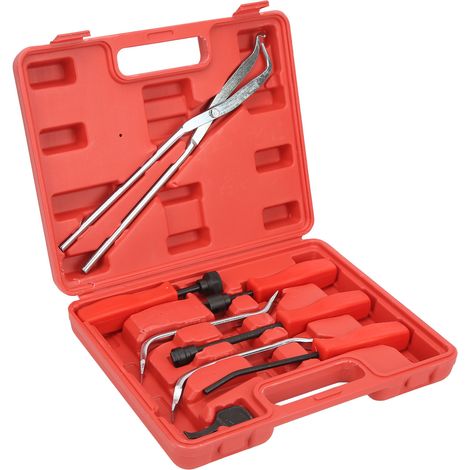 Kit d'extracteurs de freins à tambour universels en acier 45 avec revêtement chromé par oxydation et coffret de rangement (8 pièces). (1/5)