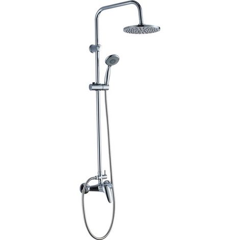 Colonna Doccia Luton in Acciaio con Rubinetto e Soffione Tondo Ø20 cm (1/2)