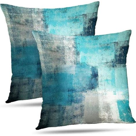Coussin Décoratif Turquoise Art Déco Moderne, Housse d'Oreiller Design Géométrique, Tissu Doux pour Canapé et Salon (1/5)
