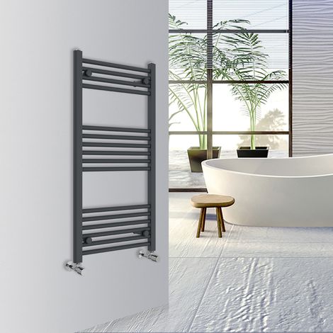 Warmehaus Straight Bathroom Heated Towel Rail Warmer Radiator Central Heating 1000x500mm Anthracite