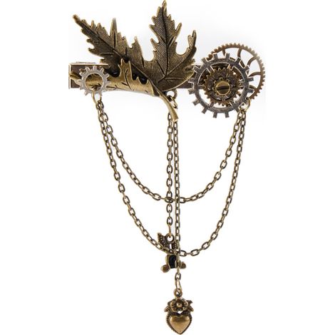 Handmade Punk Retro Maple Leaf Gear Hair Clip Gothic Lolita Chain Side Clip Punk Gear Duckbill Clip (1/5)