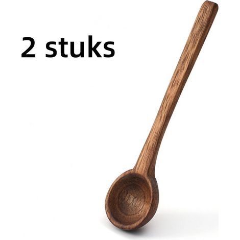 Lot de 2 cuillères à long manche en bois pour miel café et thé au lait 14 x 2,8 cm couleur bois (1/5)