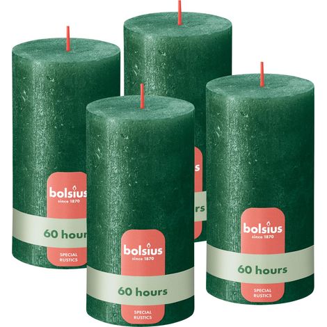 Bougie Rustik - Vert - metallic - 13 cm - Lot de 4 - Bougies décoratives - Contient de la cire végétale naturelle - Sans huile de palme (1/5)