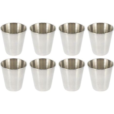 Lot de 8 verres à boire blancs en métal, verres à vin en acier inoxydable, gobelets de camping, verres à shot en acier inoxydable-5.5X5.2X5.2CM-Silver (1/3)