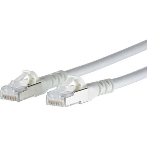 Metz Connect 1308451088-E RJ45 Câble réseau, câble patch CAT 6a S/FTP 1.00 m blanc avec cliquet d'en (1/3)
