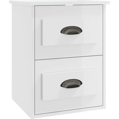 Maison Exclusive - Mesita de noche de pared blanco brillante 41,5
