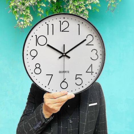 Horloge Murale Silencieuse Quartz à Piles, Ronde Moderne pour Bureau Maison, Décoration Intérieure, 30 cm (1/4)
