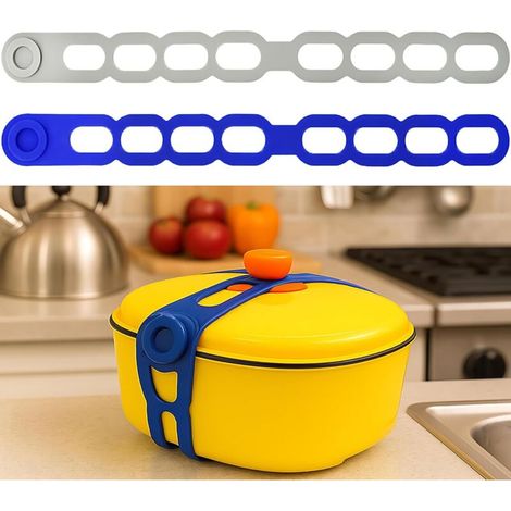Cinghia in silicone per coperchio della pentola a cottura lenta, set di 2 fascette elastiche riutilizzabili con meccanismo di chiusura automatica, cinghia di fissaggio per raggruppare tende e cavi. (1/4)