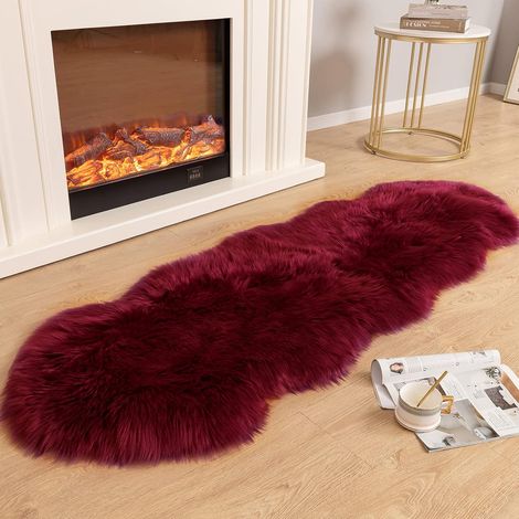 Coprisedia in finta pelle di pecora di lusso, cuscino per sedia, tappeto in pelliccia di peluche per camera da letto, 2 piedi x 3 piedi, bianco (1/5)