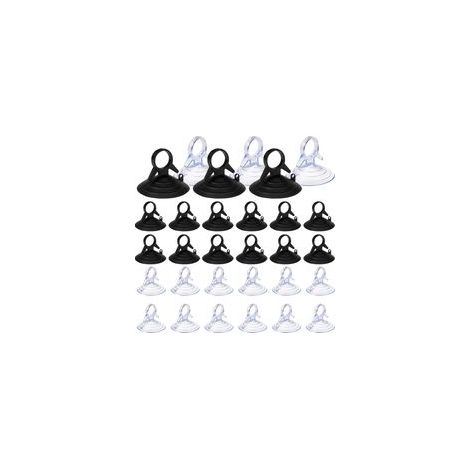 Lot de 60 Ventouses Transparentes et Noires 45mm 3kg PVC Réutilisables pour Surfaces Lisses Particulier (1/5)