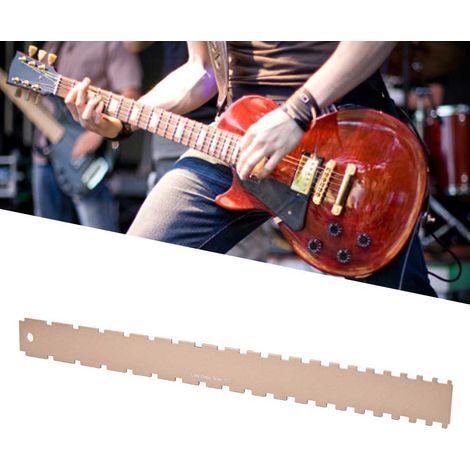 Règle de Réglage de Hauteur des Cordes pour Guitare Basse en Métal Doré - Outil de Précision (1/5)
