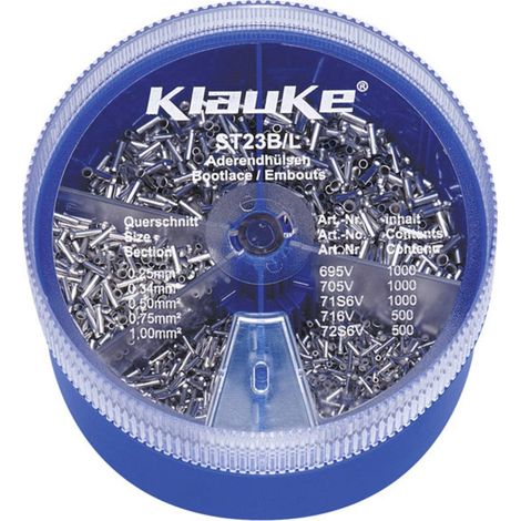 Klauke ST23B Assortimento Capicorda 0.25 mm², 0.34 mm², 0.5 mm², 0.75 mm², 1 mm² Non isolato Argento 4000 Parti