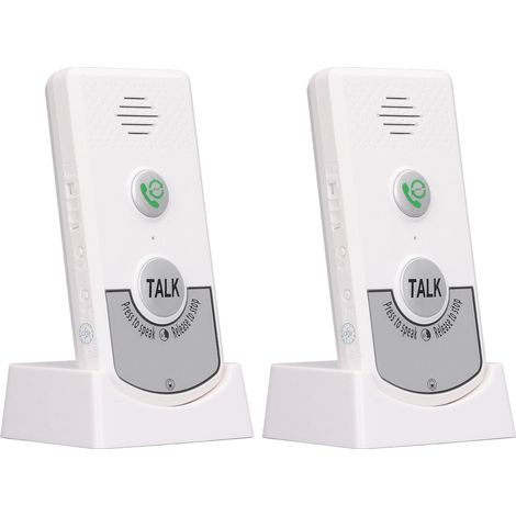 Interphone vocal sans fil intelligent à double sens pour la maison, idéal pour les personnes âgées, les aidants et les personnes handicapées (blanc).