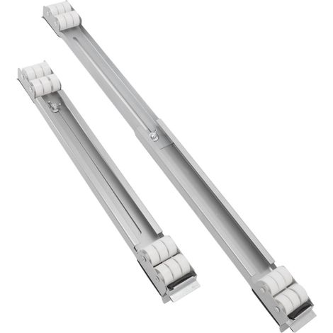 Beyamis Lot 2 roulettes acier 300kg – extensibles, pour électroménagers et meubles, argent (1/5)