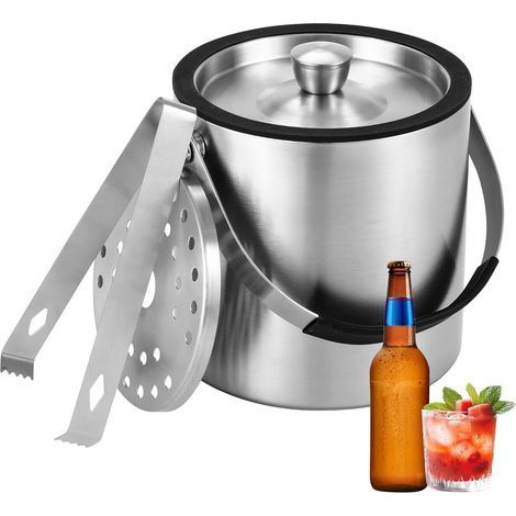1.6 LSeau à Ice, Stainless Steel Ice Bucket, Champagne Bucket with Ice Tongs and Drainage Grill, Perfect for Cooling Champagne, Wine, Drinks, Beer and Fruits (1/5)