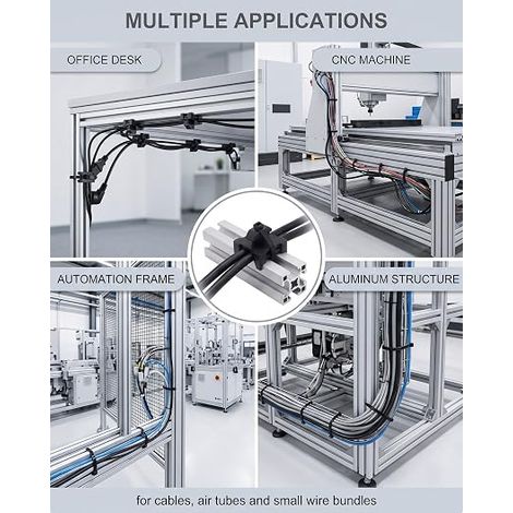 Clips de Câble pour Profilé Aluminium 40x40, Support à Rainure avec Serre-Câbles, Organisateur de Câbles pour Imprimante, Machines et Atelier (1/4)