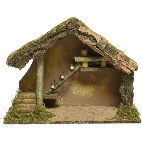 Dekofigur Krippe Holz 39 x 28 cm natur Dekofigur
