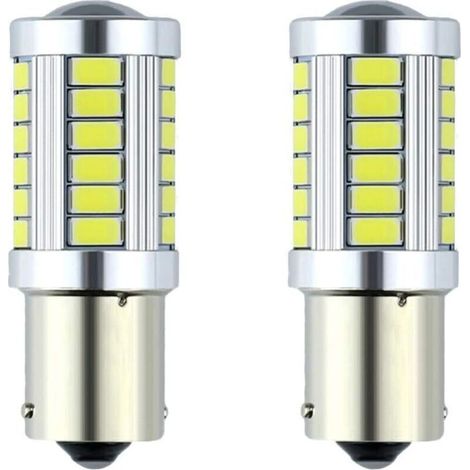 Packung mit 10 LED-Lampen 1156 BA15s P21W 33SMD 5730 für Auto-Rückleuchten R5w (weiß, 1156) (1/3)