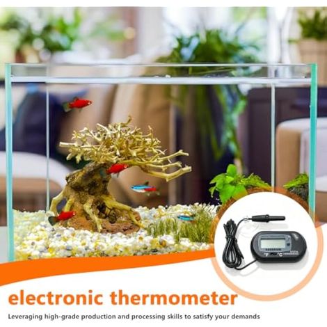 Lot de 6 thermomètres d'aquarium avec sonde : thermomètre d'aquarium, thermomètre numérique ± 0,1 °C, thermomètre numérique avec ventouse, thermomètre d'aquarium capteur externe pour aquarium (1/3)
