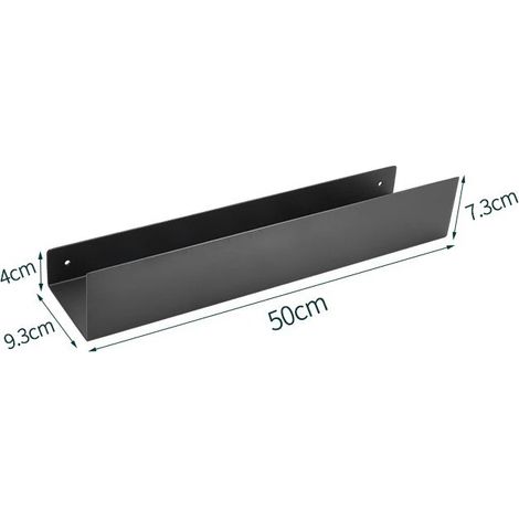 Étagère de rangement murale noire (50 cm, grise) pour salle de bain et cuisine. Organisateur d'accessoires de salle de bain. (1/5)
