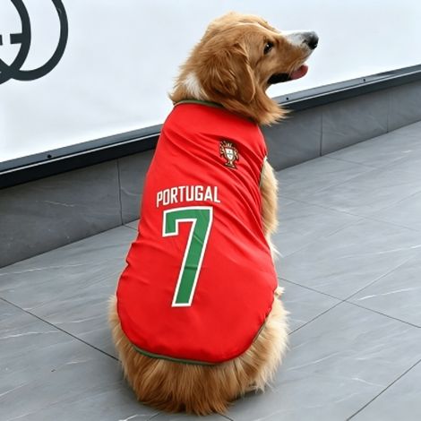 T-shirt pour chien, chat et animaux de compagnie motif Coupe du monde de football, maillot de sport, équipe nationale, gilet d'été cool - Portugal,6XL (Chest 38")