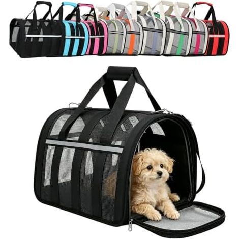 Hund Reisetasche,Transporttasche for Haustiere,Netzstoff Faltbar Atmungsaktiv Robust Tragbar Transportabel, for Katzen & Hunde Bis 10 Kg (1/5)