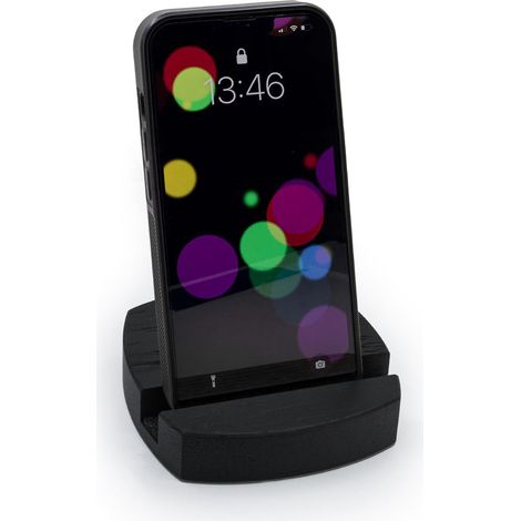 Supporto per telefono con organizer arrotondato in rovere nero (1/2)