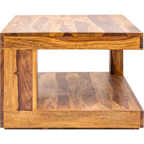Couchtisch GRADI 60 cm aus massivem Sheeshamholz – Quadratischer Couchtisch mit Stauraum