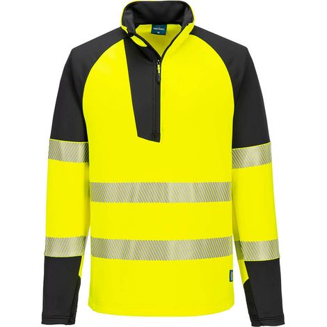 Felpa Hi-vis con zip Pw3 - Taglia L - Giallo/nero - Portwest