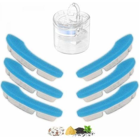 BUNTHAUS Filtre Fontaine a Eau pour Chat Améliorés Filtre Fontaine Eau Chat à Quadruple Action Filtres Remplacement 6 PCS pour Fontaines à Eau pour Chats et Chiens Automatique Silencieuse 1,8 L