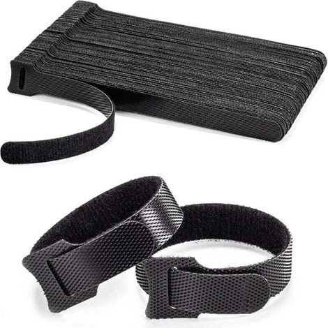 100 pcs Scratch Serre Cable Bande,Attache Cable,Sangle Réutilisable Cable Management Facile à Couper pour Attacher Les Cables, Fils PC, Fils électriques, Noir,150mmx12.5mm (1/5)