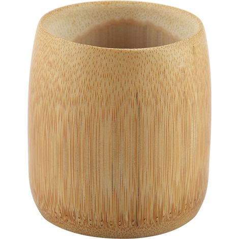 Lot de 2 tasses à thé en bambou pur naturel, faites main, écologiques, sans peinture, bouche ronde taille M (1/5)