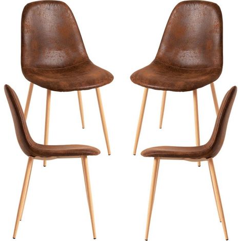 Packs Sillas Comedor - Pack 4 Sillas Teok Polipiel - Marrón Vintage (1/5)