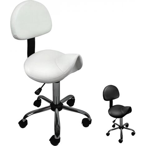 Tabouret de bureau ergonomique à roulettes – Dossier réglable 49-62 cm – Pivotant 360° – Assise en simili cuir – Support jusqu'à 120 kg – Vivezen