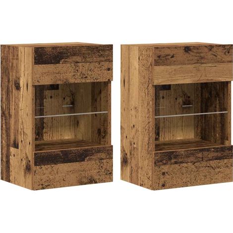 Maison Exclusive - Mobili da parete con luci LED per TV 2pz Legno Vecchio 40x30x60,5 cm